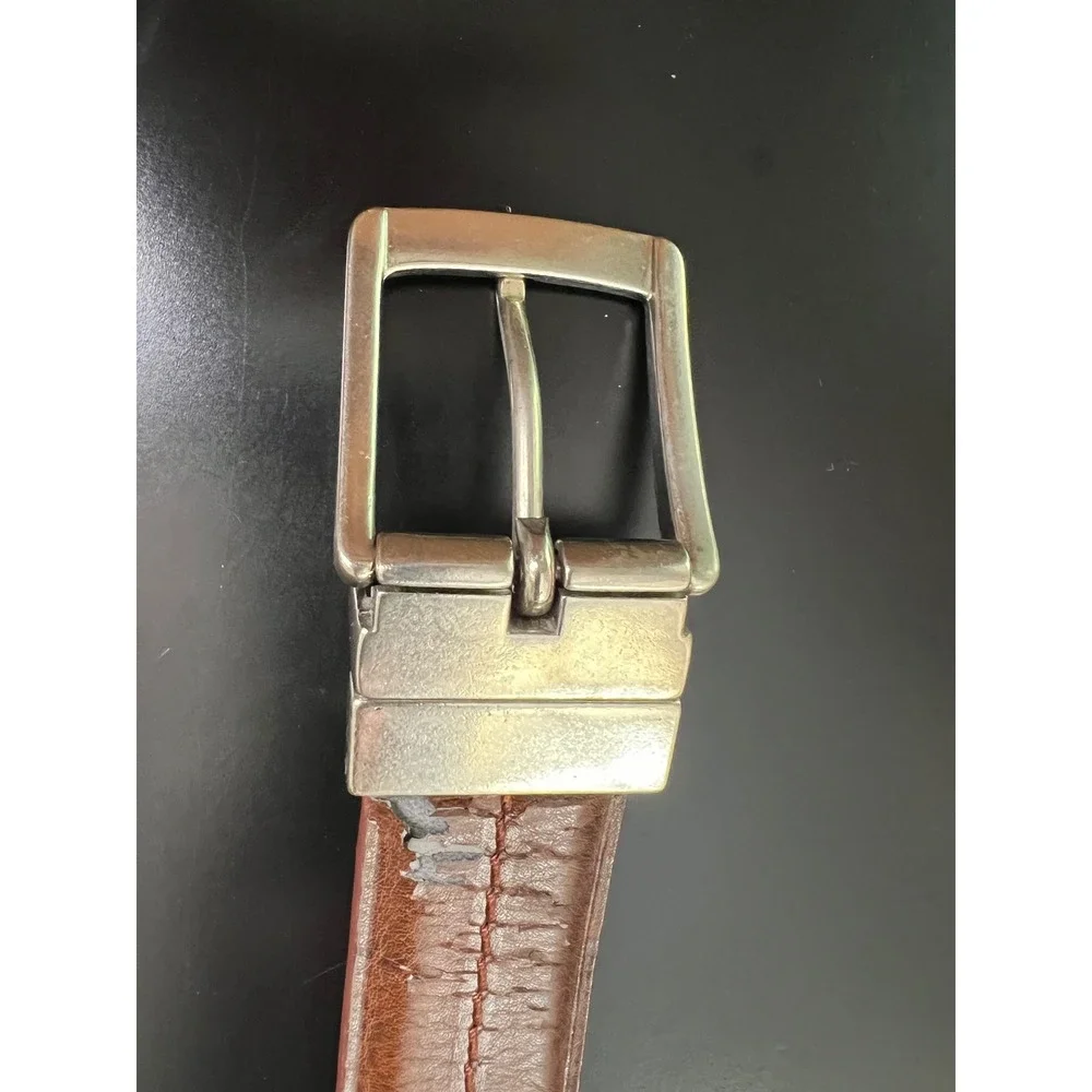 Timberland‎ Mens Reversible Leather Belt Black Brown Silver Buckle 40-44 Inch